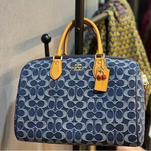 Coach Rowan Satchel Bag In Signature Denim Canvas NWT CY699